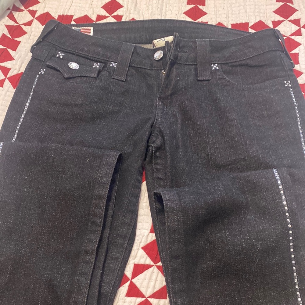True religion black jeans with stones on the pockets